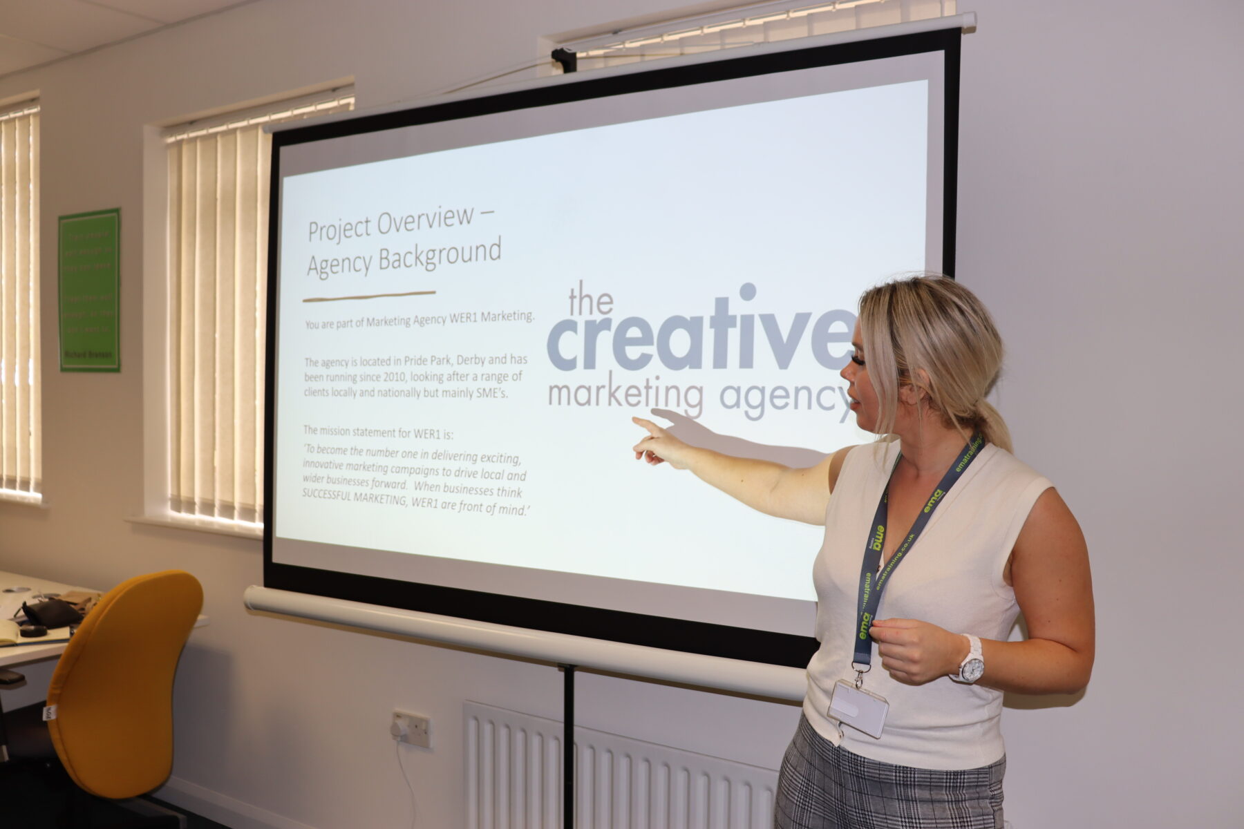 EMA's Digital Programme Lead teaching a Digital Marketing Apprentice class