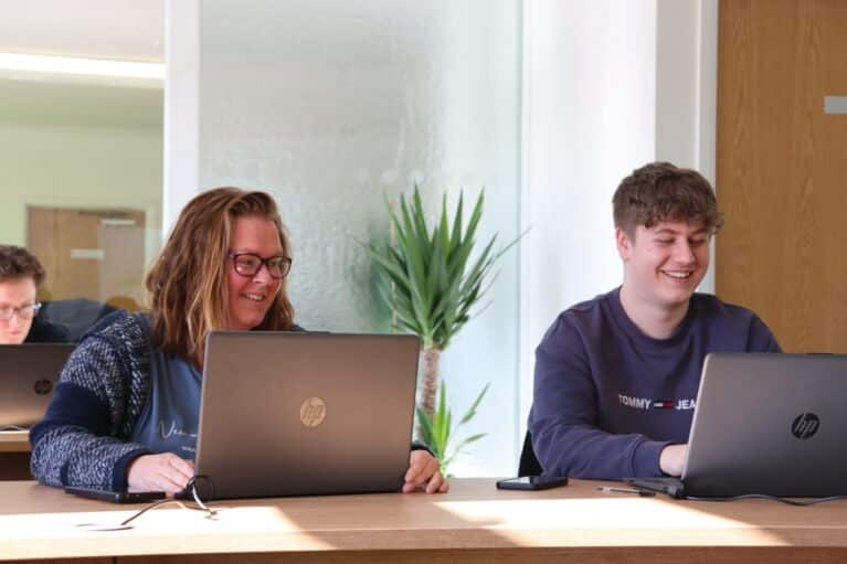 Two of EMA's Accountancy apprentices in class.