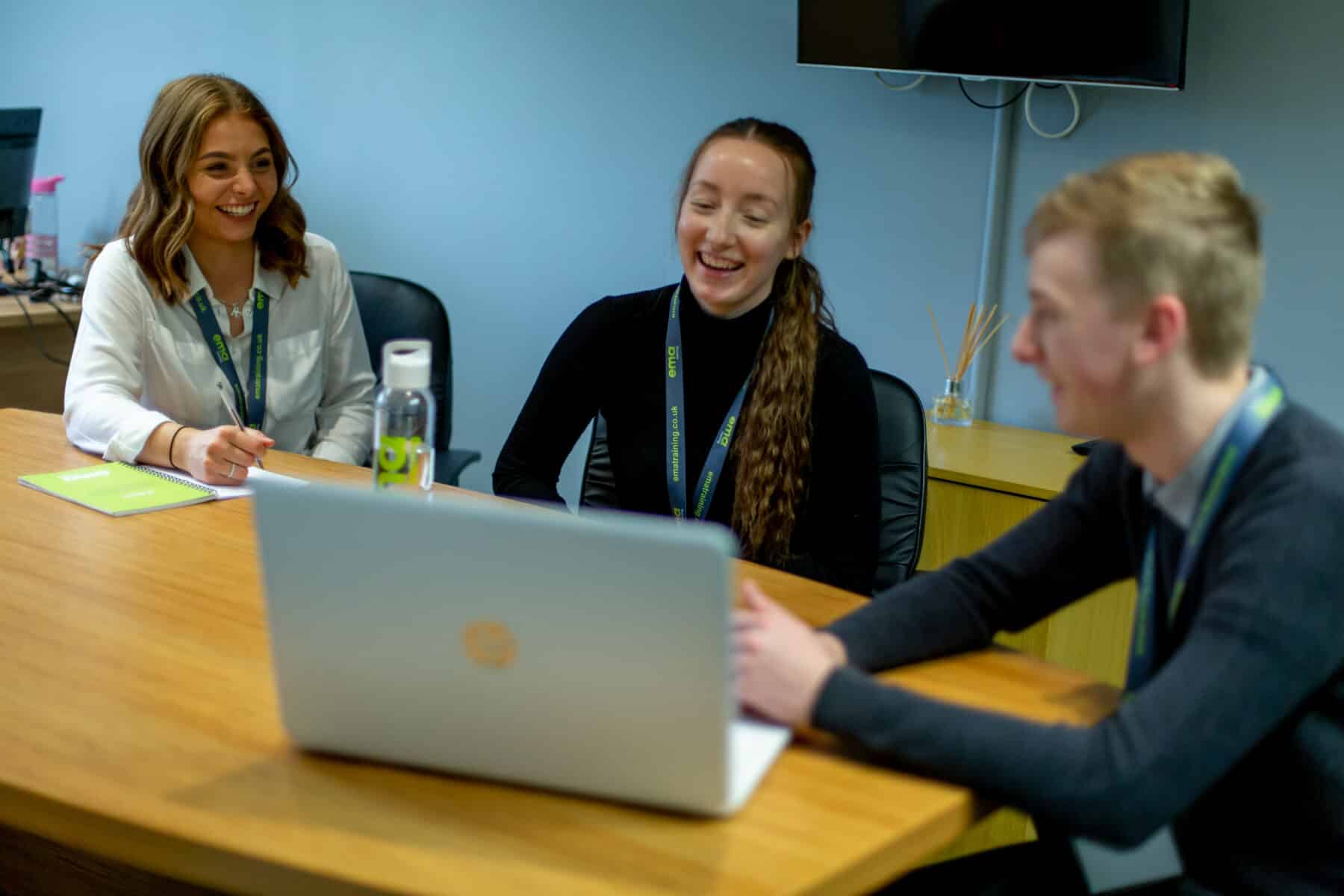 Three EMA Apprentices, Rosie (left), Jess (middle) ad Michael (right)