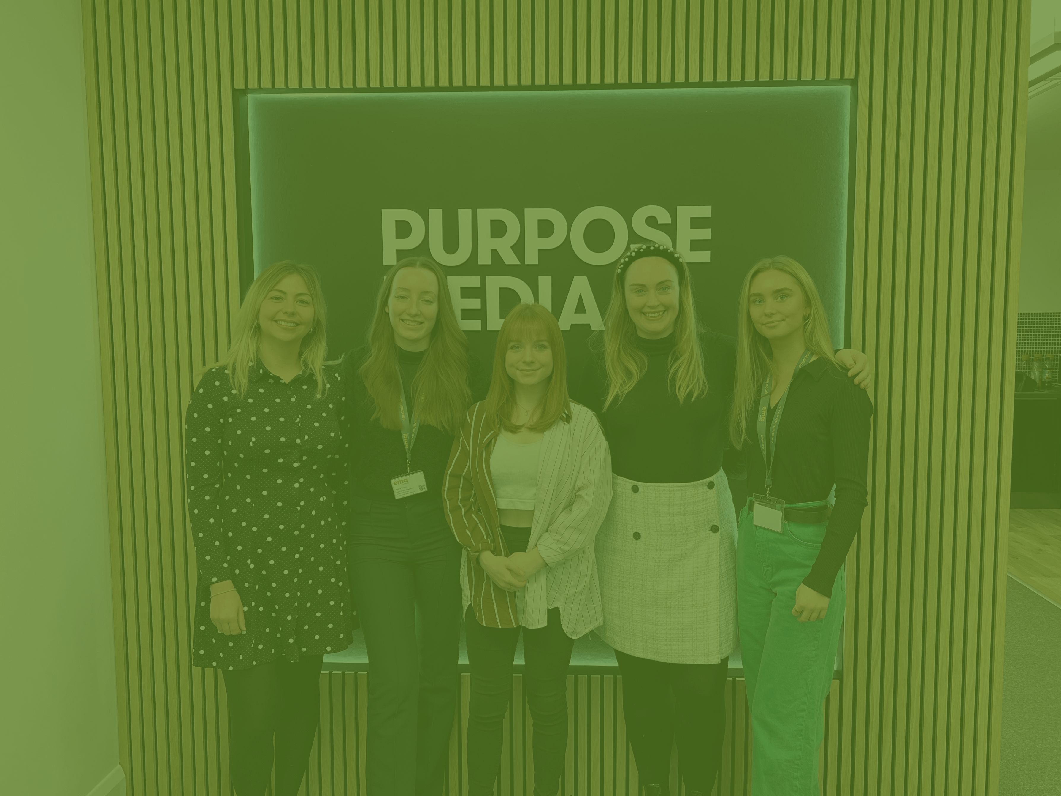 Grace, Jess, Ruby, Chloé and Flo at the Purpose Media Offices