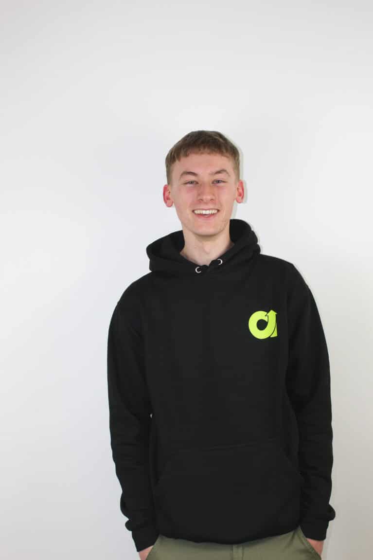 ICT Apprentice, Michael wearing EMA Training's New Hoodie