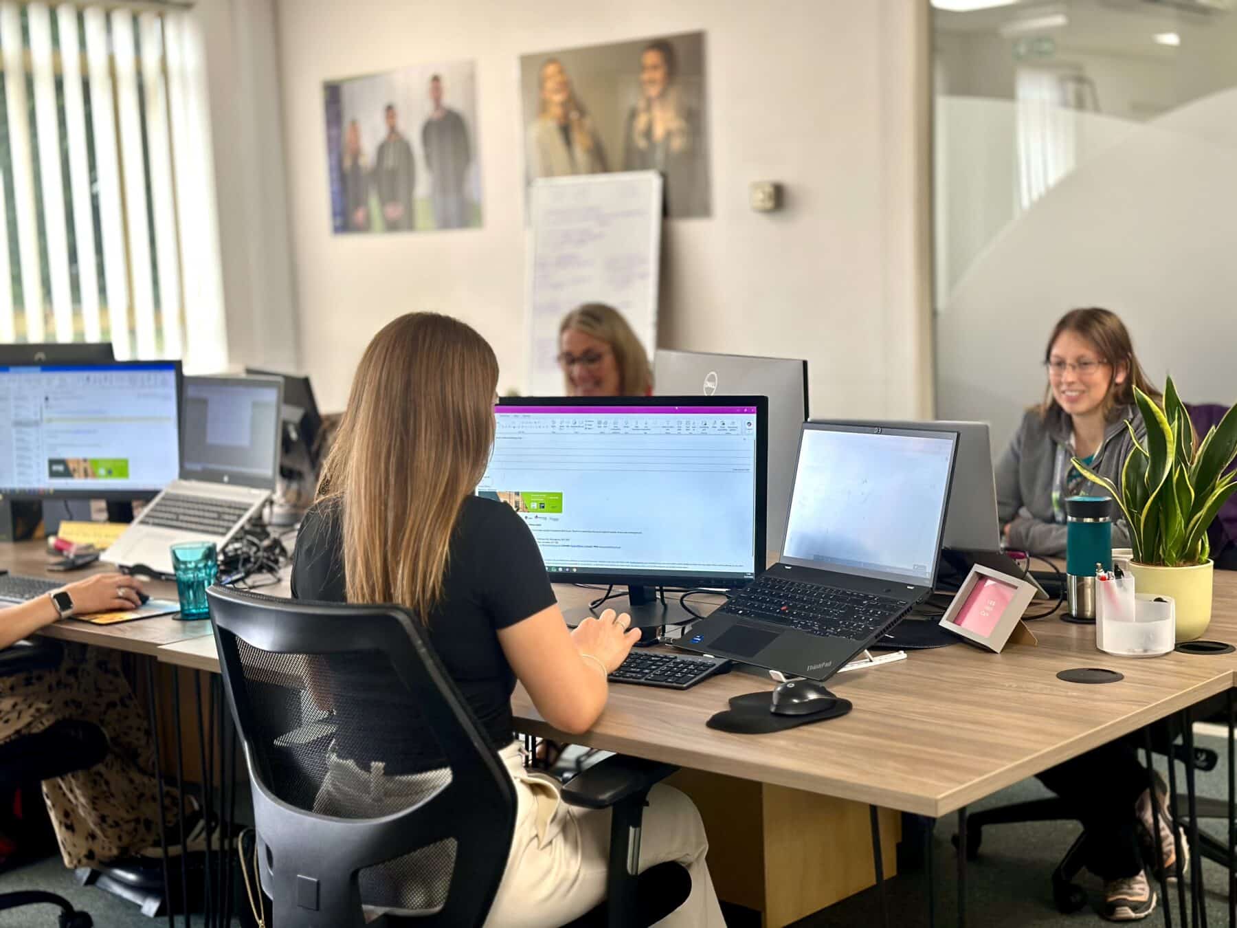 Business Administrators working in an clean, modern office.